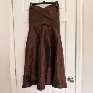 Da Vinci Brown Polyester Satin Strapless Bridesmaid Dress Size 10- Flawed